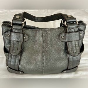 Tignanello Pewter Gray Soft Leather Shoulder Bag